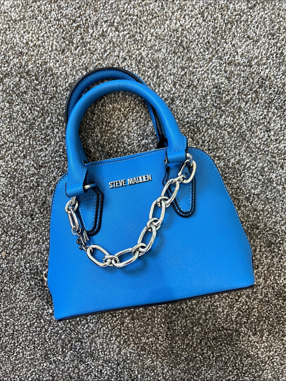 Steve Madden Bright Blue Mini Satchel with Silver Chain